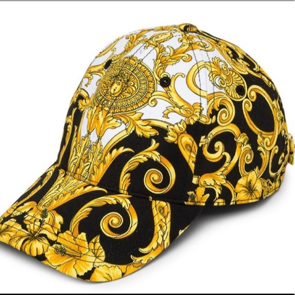Versace Unisex Barocco Hibiscus Print Hat - Picture 9 of 13